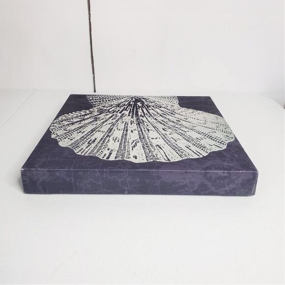 Nautical Metallic Silver Scallop Seashell Canvas Square Wall Art Decor - Picture 5 of 8